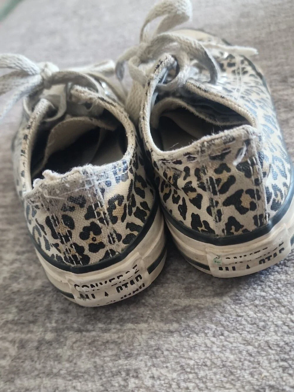 Converse Kids Leopard Canvas Sneakers - White/Gray